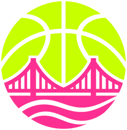 SF Mom Hoops mark: a basketball over the Golden Gate Bridge